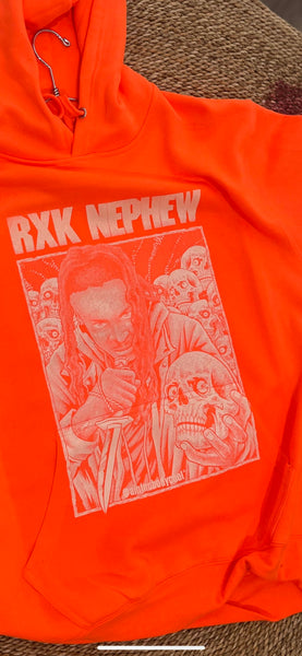 RXKNEPHEW - Knife Hoodie - Safety Orange - White Print