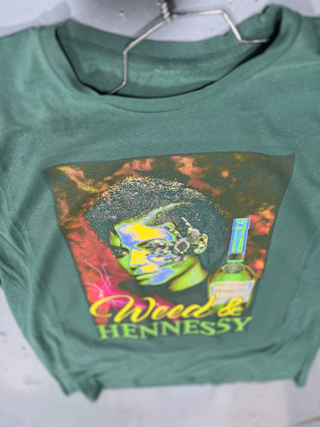 Weed & Hennessey -tee-vintage green